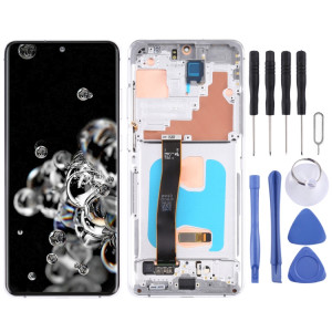 Écran LCD Super AMOLED d'origine pour Samsung Galaxy S20 Ultra 4G/S20 Ultra 5G Digitizer Assemblage complet avec cadre (Argent) SH794S1965-20