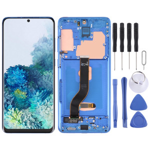 Écran LCD Super AMOLED d'origine pour Samsung Galaxy S20+ 5G SM-G986B/G985 Assemblage complet du numériseur avec cadre (Bleu foncé) SH795D328-20