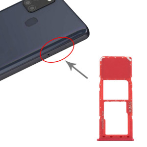Pour Samsung Galaxy A21s Plateau de carte SIM + Plateau de carte Micro SD (Rouge) SH805R895-20