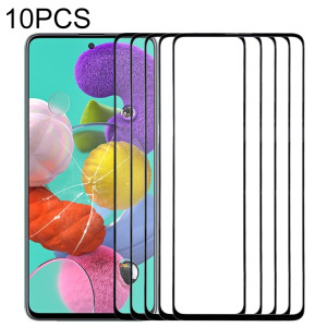 Pour Samsung Galaxy A51 10pcs lentille extérieure en verre d'écran avant (noir) SH501B678-20