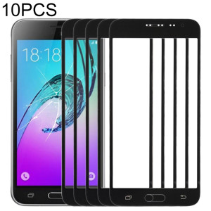 Pour Samsung Galaxy J3 (2016) / J320FN / J320F / J320G / J320M / J320A / J320V / J320P 10pcs lentille extérieure en verre d'écran avant (noir) SH29BL345-20