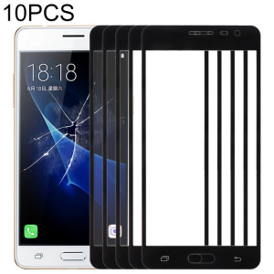 Pour Samsung Galaxy J3 Pro / J3110 10pcs Lentille en verre extérieure de l'écran avant (Noir) SH42BL331-20