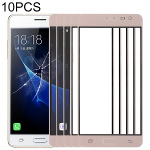 Pour Samsung Galaxy J3 Pro / J3110 10pcs Lentille en verre extérieure de l'écran avant (Or) SH42JL782-20