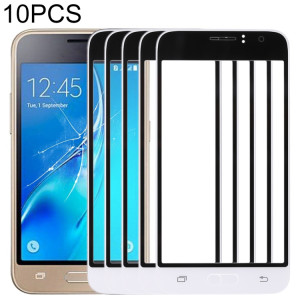 Pour Samsung Galaxy J1 (2016) / J120 10pcs Lentille en verre extérieure de l'écran avant (Blanc) SH43WL251-20