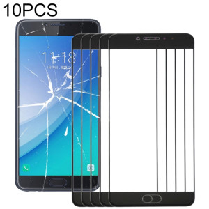 Pour Samsung Galaxy C7 Pro / C701 10pcs Lentille en verre extérieure de l'écran avant (Noir) SH56BL755-20