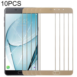 Pour Samsung Galaxy A9 (2016) / A900 10pcs lentille extérieure en verre d'écran avant (or) SH63JL1419-20