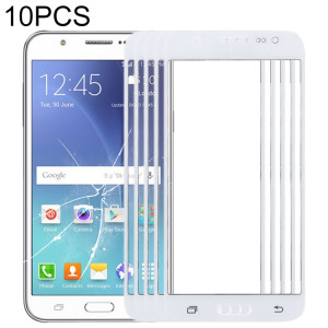 Pour Samsung Galaxy J7 / J700 10pcs Lentille en verre extérieure de l'écran avant (Blanc) SH65WL1486-20