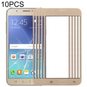 Pour Samsung Galaxy J5 / J500 10pcs lentille extérieure en verre d'écran avant (or) SH66JL1935-20