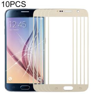 Pour Samsung Galaxy S6 / G920F 10pcs Lentille en verre extérieure de l'écran avant (Or) SH571J458-20