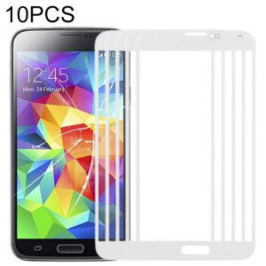 Pour Samsung Galaxy S5 / G900 10pcs Lentille en verre extérieure de l'écran avant (Blanc) SH577W1996-20