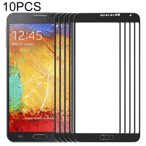 Pour Samsung Galaxy Note III / N9000 10pcs Lentille en verre extérieure de l'écran avant (Noir) SH578B451-20