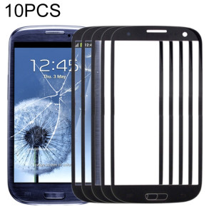 Pour Samsung Galaxy SIII / i9300 10pcs lentille extérieure en verre pour écran avant (noir) SH82BL1943-20