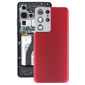 Couverture arrière de la batterie avec couvercle de la lentille de caméra pour Samsung Galaxy S21 Ultra 5G (rouge) SH67RL1545-20