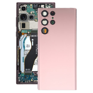 Coque arrière de batterie pour Samsung Galaxy S22 Ultra 5G SM-S908B avec cache d'objectif d'appareil photo (rose) SH04FL1967-20