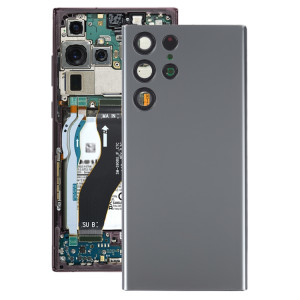 Coque arrière de batterie pour Samsung Galaxy S22 Ultra 5G SM-S908B avec cache d'objectif d'appareil photo (gris) SH04HL1692-20