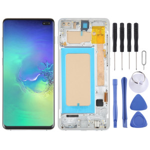 Écran LCD TFT pour Samsung Galaxy S10+ SM-G975 Assemblage complet du numériseur avec cadre, ne prenant pas en charge l'identification des empreintes digitales (Argent) SH511S135-20