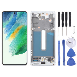 Pour Samsung Galaxy S21 FE 5G SM-G990B Écran LCD d'origine numériseur complet avec cadre (blanc) SH113W1760-20