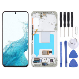 Pour Samsung Galaxy S22 5G SM-S901B Écran LCD d'origine numériseur complet avec cadre (blanc) SH115W100-20