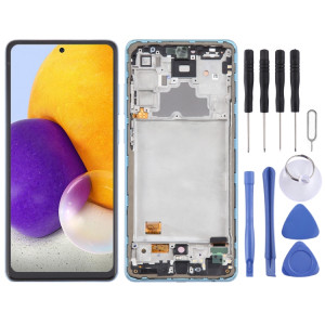 Pour Samsung Galaxy A72 4G SM-A725 6,43 pouces Écran LCD d'origine Numériseur Assemblage complet avec cadre (Bleu) SH116L185-20