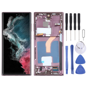 Pour Samsung Galaxy S22 Ultra 5G SM-S908B Écran LCD d'origine numériseur complet avec cadre (violet) SH117P1476-20