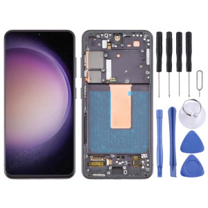 Pour Samsung Galaxy S23 SM-S911B 6,43 pouces version américaine OLED LCD écran numériseur assemblage complet avec cadre (noir) SH129B1035-20