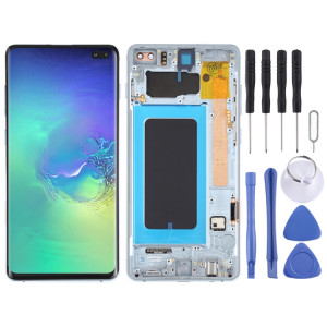 Écran LCD Super AMOLED d'origine pour Samsung Galaxy S10+ Assemblage complet du numériseur avec cadre (Bleu) SH676L1663-20