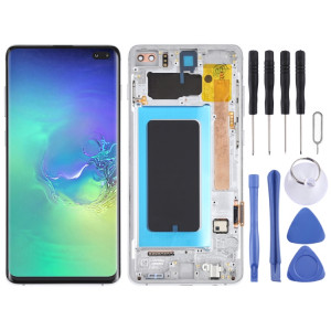 Écran LCD Super AMOLED d'origine pour Samsung Galaxy S10+ Assemblage complet du numériseur avec cadre (Argent) SH676S973-20