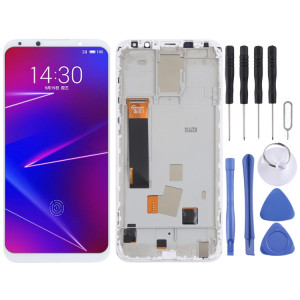 Écran LCD TFT pour Meizu 16X Digitizer Assemblage complet avec cadre, ne prenant pas en charge l'identification des empreintes digitales (Blanc) SH603W1850-20