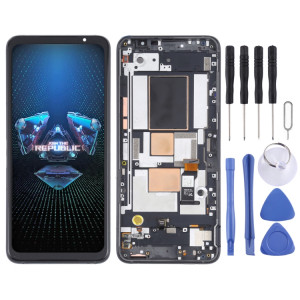 Matériau OLED Écran LCD et numériseur Assemblage complet avec cadre pour Téléphone Asus Rog 5 ZS673KS (Noir) SH896B271-20