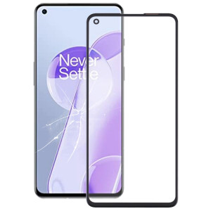 Pour OnePlus 9RT 5G MT2110 MT2111 Lentille en verre extérieure de l'écran avant avec adhésif optiquement transparent OCA (noir) SH159B1742-20