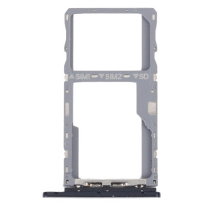 Pour TCL 10 SE T766H Plateau de carte SIM d'origine + plateau de carte SIM / Micro SD (noir) SH754B429-20