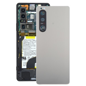 Pour Sony Xperia 5 III Couvercle arrière de la batterie d'origine avec couvercle d'objectif d'appareil photo (argent) SH55SL1666-20