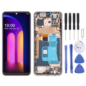 Pour LG V60 ThinQ version américaine écran LCD d'origine numériseur assemblage complet avec cadre (or) SH081J1940-20