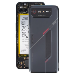 Pour Asus ROG Phone 6 AI2201-C AI2201-F Couvercle arrière de la batterie en verre avec câble NFC/lumière (noir rouge) SH0BRL547-20