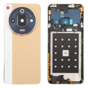 Pour ZTE nubia Focus Pro Z2351N Couvercle arrière de batterie en cuir avec cadre central / couvercle d'objectif d'appareil photo (or) SH39JL1027-20