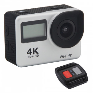 Caméra sport S300 HD 4K WiFi 12.0MP avec télécommande et boîtier étanche 30m, écran tactile LTPS 2.0 pouces + écran frontal 0.66 pouces, Generalplus 4248, objectif grand angle 170 degrés (argent) SH046S773-20