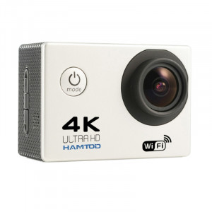 Caméra de sport WiFi HAMTOD H9A HD 4K avec boîtier étanche, Generalplus 4247, écran LCD de 2,0 pouces, objectif grand angle de 120 degrés (blanc) SH415W1449-20
