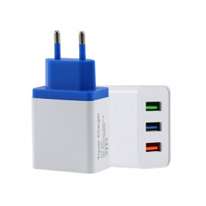 2 A 3USB Chargeur de voyage pour téléphone portable, prise européenne (bleu) SH201E512-20