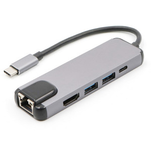 Convertisseur USB-C / Type-C vers HD 4K HDMI + RJ45 + USB 3.0 + USB 2.0 + PD 5 en 1 HUB SH15921648-20