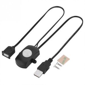 DC 5V / 12V / 24V USB corps infrarouge PIR capteur de mouvement commutateur commutateur de détecteur de mouvement humain pour bande lumineuse LED (noir) SH501A474-20