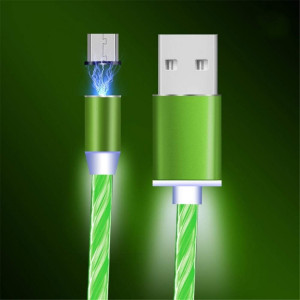 Câble de données de streamer coloré d'attraction magnétique à 360 degrés USB vers micro USB, longueur du câble: 1 m (vert) SH201B1420-20