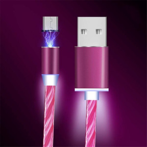 Câble de données de streamer coloré d'attraction magnétique à 360 degrés USB vers micro USB, longueur du câble: 1 m (rouge) SH201C488-20