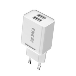 ENKAY Hat-Prince T003-1 10.5W 2.1A double adaptateur secteur chargeur de voyage USB pour Huawei / Xiaomi / Samsung, prise ue SE3706213-20