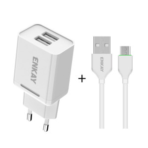 ENKAY Hat-Prince T003-1 10.5W 2.1A double USB charge adaptateur de voyage prise ue avec câble Micro USB 2.1A 1m SE11031569-20