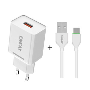 ENKAY Hat-Prince T033 18W 3A QC3.0 adaptateur d'alimentation de charge rapide prise ue chargeur de voyage Portable avec câble 3A 1m type-c SE16021157-20