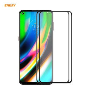 Pour Motorola Moto G9 Plus 2 pièces ENKAY Hat-Prince Anti-goutte colle complète en verre trempé Film plein écran protecteur anti-chute SE90011911-20