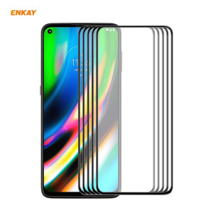 Pour Motorola Moto G9 Plus 5 pièces ENKAY Hat-Prince Anti-goutte colle complète en verre trempé Film plein écran protecteur anti-chute SE9101509-20