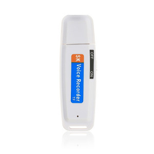 SK001 Professionnel Rechargeable U-Disk U-Disk USB Digital Audio Voice Enregistreur Pen Prise en charge TF Card jusqu'à 32 Go Dictaphone Flash Drive (Blanc) SH201B1102-20
