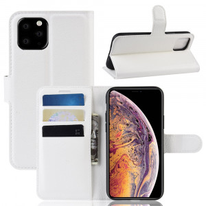 Portefeuille en cuir PU avec support en cuir PU Étui mobile pour iPhone 11 Pro Max (Blanc) SH101B1110-20