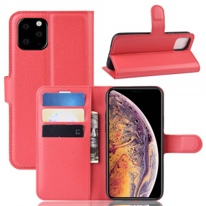 Étui de portefeuille en cuir PU avec support en cuir PU pour iPhone 11 Pro Max (rouge) SH101C1927-20
